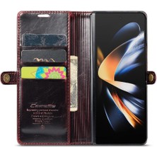 YH Market Samsung Galaxy Z Için Flip Case Fold 4 5g Çılgın At Pu Deri Retro (Yurt Dışından)