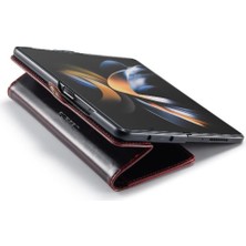 YH Market Samsung Galaxy Z Için Flip Case Fold 4 5g Çılgın At Pu Deri Retro (Yurt Dışından)