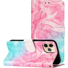 YH Market Iphone 12 Için Flip Case Pu Deri Cüzdan Mermer Desen Kart Yuvaları Tutucu (Yurt Dışından)