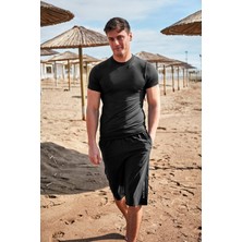 Marina Siyah Yazılı Erkek Kapri Şort S2407