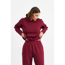 Yakamel Kadın 3 Iplik Şardonlu Oversize Uzun Kollu Sweatshirt