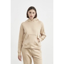 Yakamel Kadın 3 Iplik Şardonlu Oversize Uzun Kollu Sweatshirt