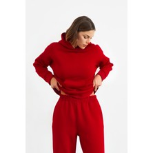 Yakamel Kadın 3 Iplik Şardonlu Oversize Uzun Kollu Sweatshirt