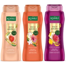 Komili Rich Aroma Kalıcı Parfüm Etkili Duş Jeli Seti - Vegan - 3 x 500 ml