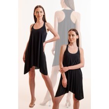 U Yaka Yüzücü Sırt Detay Elbise 38 - Siyah