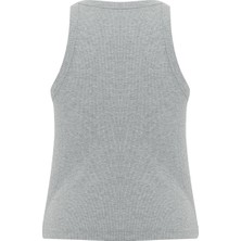 Muni Muni Düz Renk Fitilli Halter Yaka Atlet -Gri