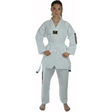 Haşado Taekwondo Beyaz Yaka Fitilli Acemi Elbise