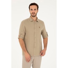 U.S. Polo Assn. Erkek Açık Haki Gömlek Desenli 50283723-VR183