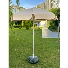 Sunlife Krem Kalın Kumaşlı 8 Tel Fiberglass Gövdeli 360C° Dönen Başlıklı Plaj Şemsiyesi 2 Metre(Bidonsuz)