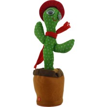 Oren Aksesuar Konuşan Dans Eden Şarkı Söyleyen Ses Tekrar Eden Kaktüs  Kırmızı Şapka Kırmızı Atkılı  Müzikli Işıklı Şarjlı Peluş Oyuncak 35CM