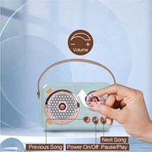 Bearrt Mikrofon Setli Taşınabilir Bluetooth Hoparlör, Ev Özellikli Vintage Bluetooth Hoparlör (Mavi) (Yurt Dışından)