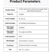 Bearrt Tek Modlu Fiber Optik Dönüştürücüler, Pcba Kartı, 2 RJ45 Bağlantı Noktası, 6 Fiber Optik Bağlantı Noktası, 0-20KM, 1310/1550 Mbs Pcba Kartı (Yurt Dışından)