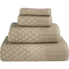 Textile Colors Lüks Dokulu 4 Parça Kum Rengi %100 Pamuk Banyo Havlu Seti – Dayanıklı & Yüksek Emicilik