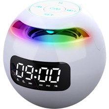 Bearrt Mini Bluetooth Hoparlör Kablosuz Bluetooth Ses Kutusu LED Ekranlı Çalar Saat Hifi Tf Kart Mp3 Müzik Çalma (Beyaz) (Yurt Dışından)