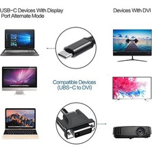 Bearrt USB C - DVI Kablo Adaptörü USB 3.1 Tip C - DVI Erkek 4K 3.1 - DVI Adaptör Kablosu Için Uyumlu (1,86 M) (Yurt Dışından)