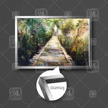 SML Tablo Ahşap Asma Köprü Manzara Doğa Yağlı Boya Efektli Çerçeveli Yatay Kanvas Tablo