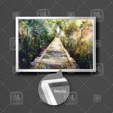 SML Tablo Ahşap Asma Köprü Manzara Doğa Yağlı Boya Efektli Çerçeveli Yatay Kanvas Tablo