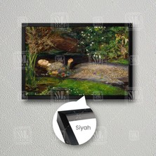 Yağlı Boya Efektli John Everett Millais Ophelia Boğulan Kadın Çerçeveli Yatay Kanvas Tablo