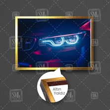 SML Tablo Bmw M4 Araba Car LED Far Dekor Manzara Çerçeveli Yatay Kanvas Tablo