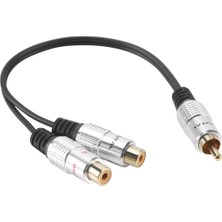 Bearrt Metal Rca Dişi - Çift 2-Rca Erkek Altın Kaplama Adaptör, Stereo Ayırıcı Y Ses Kablosu (Rca F-2 Rca M) (1 Erkek - 2 Kadın) (Yurt Dışından)