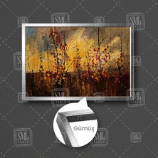 SML Tablo Soyut Manzara Doğa Ağaç Dalları Yağlı Boya Görünümlü Dekorasyon Çerçeveli Yatay Kanvas Tablo