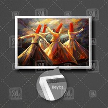 SML Tablo Semazen Gösteri Mevlana Yağlı Boya Efektli Dekor Çerçeveli Yatay Kanvas Tablo