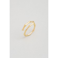 So CHIC Modern Tasarım 18 Ayar Sarı Altın Kaplama Gümüş Minimal Yüzük