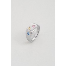 So CHIC Picasso 18 Ayar Beyaz Altın Kaplama Gümüş Minimal Yüzük