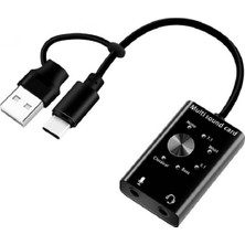 Bearrt Çoklu Ses Kartı USB 2.0 Tip C Stereo Mikrofon Adaptörü Profesyonel Dönüştürücü Dizüstü Bilgisayar Kulaklığı Pc Hoparlör (Yurt Dışından)