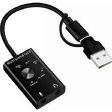 Bearrt Çoklu Ses Kartı USB 2.0 Tip C Stereo Mikrofon Adaptörü Profesyonel Dönüştürücü Dizüstü Bilgisayar Kulaklığı Pc Hoparlör (Yurt Dışından)