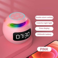 Bearrt Mini Bluetooth Hoparlör Kablosuz Bluetooth Ses Kutusu LED Ekranlı Çalar Saat Hifi Tf Kart Mp3 Müzik Çalma (Pembe) (Yurt Dışından)