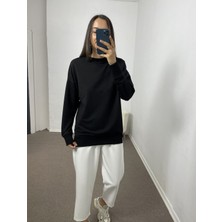 Myrum Butik Siyah Yanları Yırtmaçlı Sweatshirt M