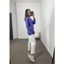 Myrum Butik Mor Yanları Yırtmaçlı Sweatshirt L