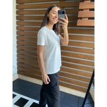 Myrum Butik Beyaz Dilvin Ön Kısa Arka Uzun Tişört S