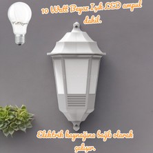 Full Reyon 10 Watt Beyaz Işık Ampul Dahil Dekoratif Duvar Apliği, Bahçe Duvar Armatürü, Teras, Balkon Aplik
