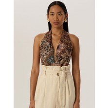 Rivus Derin Dekolteli Ikonik Body - Bohemian Desenli