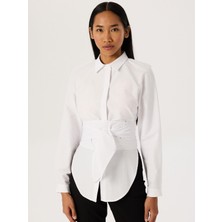 Rivus Asimetrik Kesim Düğmeli Gömlek - Beyaz