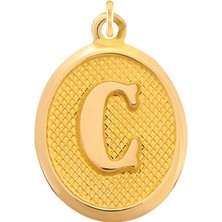 Moom Mücevherat 14 Ayar Altın C Harfi Kolye Ucu Nostaljik Desenli Zincir Dahil Değildir