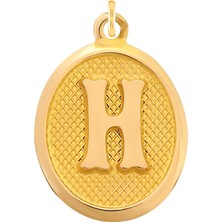 Moom Mücevherat 14 Ayar Altın H Harfi Kolye Ucu Nostaljik Desenli Zincir Dahil Değildir