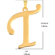 Moom Mücevherat 14 Ayar Altın T Harfi Kolye Ucu El Işi Tasarım Harf Zincir Dahil Değildir