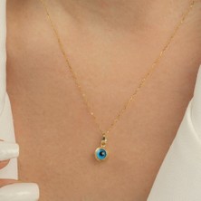 Usho Jewelry 14 Ayar Altın Şık Nazar Boncuk Kolye