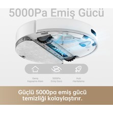 Dreame D10S Robot Süpürge, LDS navigasyon ve 5000Pa emiş gücü, maksimum 280 dakika çalışma süresi, uygulama kontrolü, halılar, evcil hayvan tüyleri ve sert zeminler için ideal