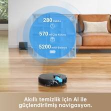 Dreame D10s Pro, Robot Elektrikli Süpürge, Action AI, LDS Navigasyon, 5000Pa, 280 dakika pil ömrü, video izleme ve halı için ayrıntılı kontrol uygulaması