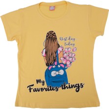 Bebelop Kız Çocuk Bisiklet Yaka Baskılı T-Shirt