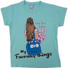 Bebelop Kız Çocuk Bisiklet Yaka Baskılı T-Shirt