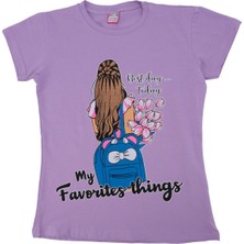 Bebelop Kız Çocuk Bisiklet Yaka Baskılı T-Shirt