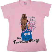 Bebelop Kız Çocuk Bisiklet Yaka Baskılı T-Shirt