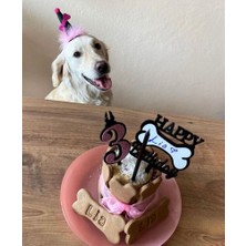 Patisserie Store Köpekler Için Doğum Günü/ Parti Şapkası Pembe Siyah Kukuleta