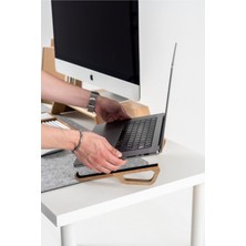 Tekno Trust Ahşap Laptop Yükseltici, Laptop Standı, Tüm Modellerle Uyumlu, Taşınabilir Notebook Standı -Ceviz