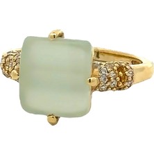 Altınöz Mücevherat Quartz Taşlı Renkli Modern Tarz Yeşil Altın Yüzük